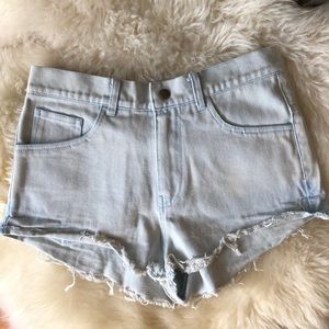 High waisted cheeky raw cutoff denim